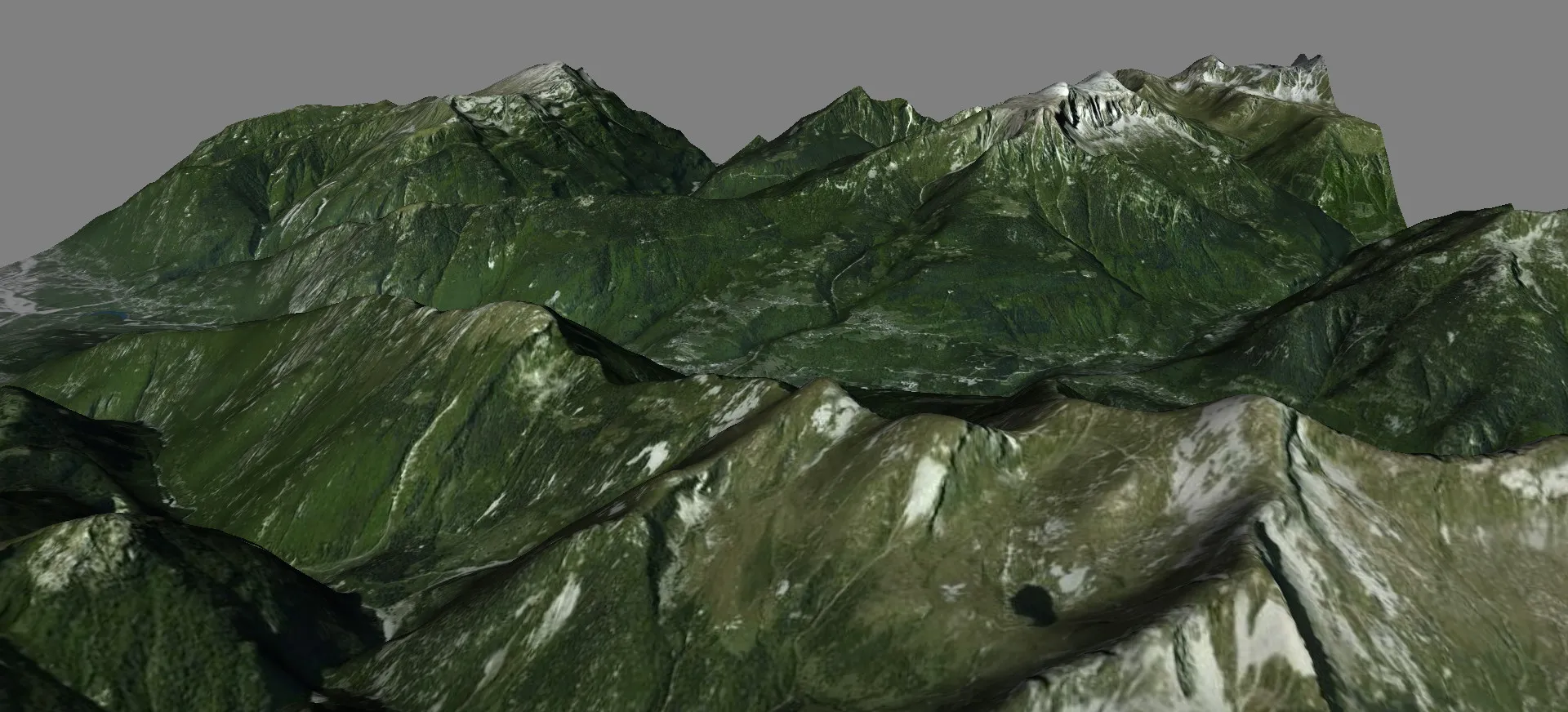 Alpine terrain generated from Google Maps data